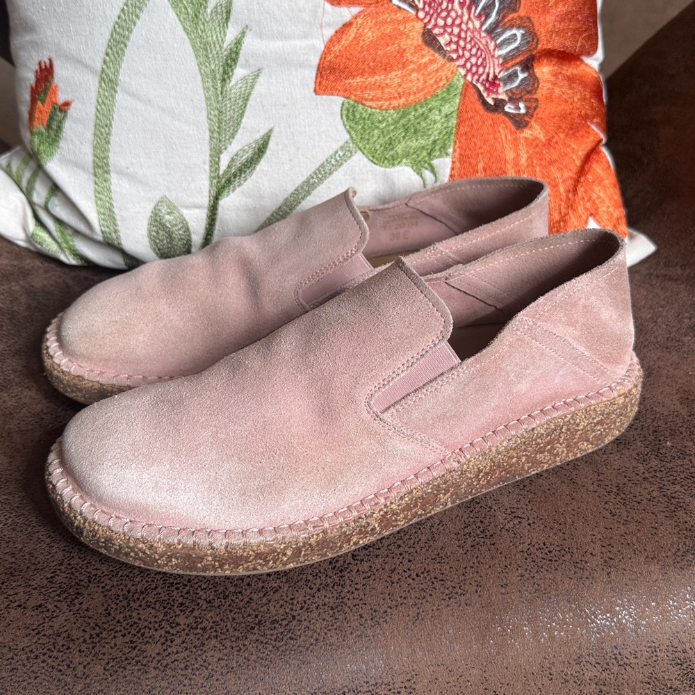 BIRKENSTOCK CALLAN SUEDE LEATHER CONVERTIBLE SLIP ON LOAFER FLATS CORK VGUC 39E - Picture 4 of 15